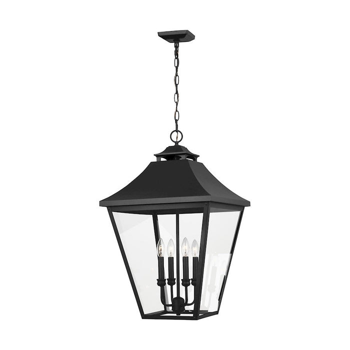 Feiss Galena 4-Lt Outdoor 18" Pendant, Black/Clear Seeded - OL14409TXB