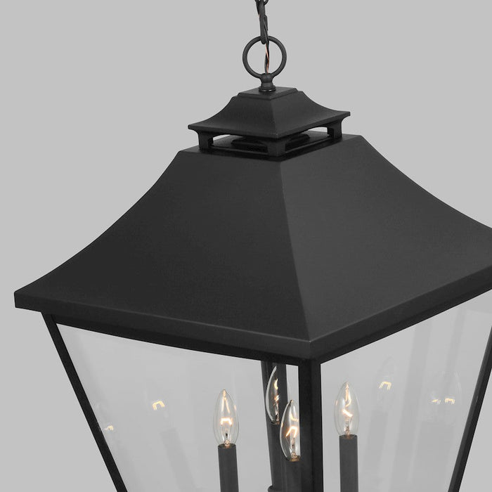 Visual Comfort Studio Galena 4-Lt Outdoor 18" Pendant, Black/Seed- OL14409TXB