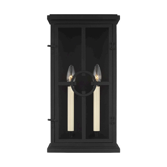 Feiss Belleville 9.5" 2-Light Outdoor Wall Lantern, Black - OL15301TXB