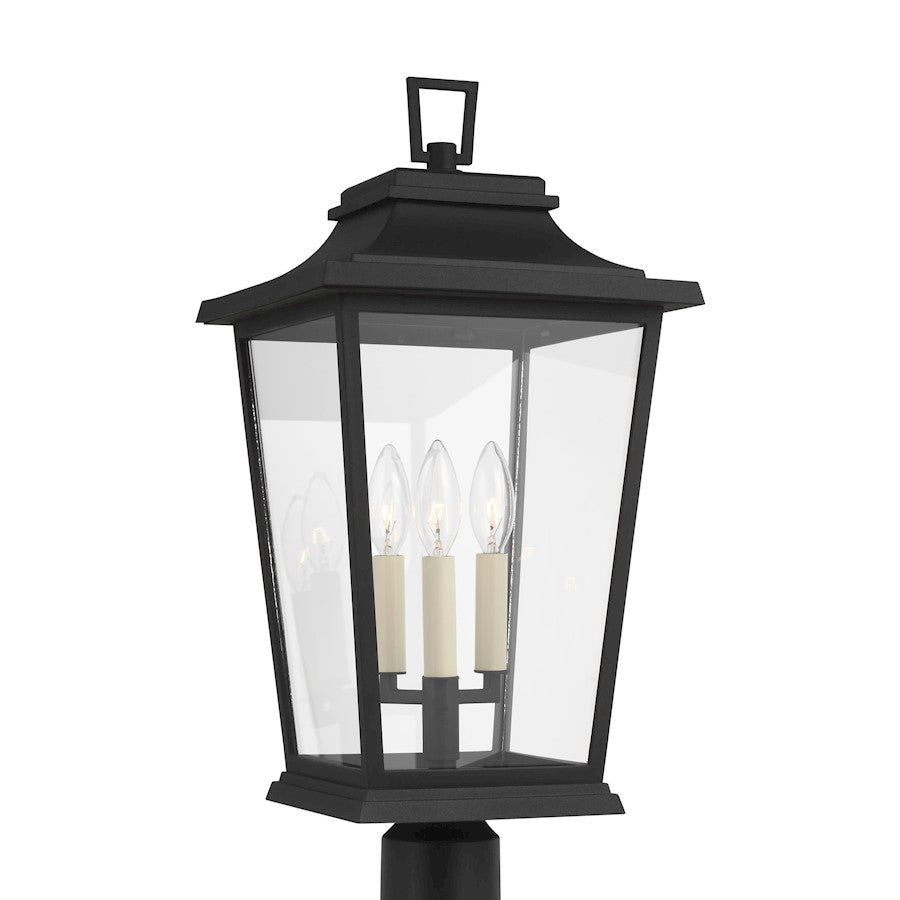 Murray Feiss Warren 3-Light Outdoor Post Lantern, Black/ClearÂ Glass - OL15407TXB