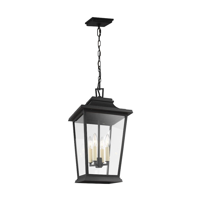 Feiss Warren 4-Light Outdoor Pendant, Textured Black/Clear - OL15409TXB