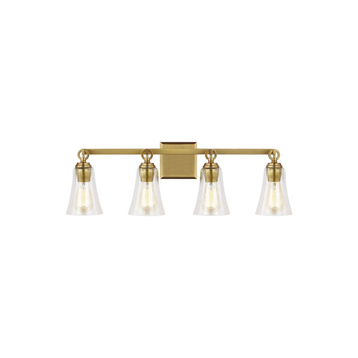 Visual Comfort Studio Monterro 4 Light Vanity, BurnishBrass