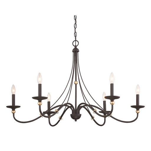 Minka Lavery Westchester 6 Lt Chandelier, Coal/Skyline Gold Leaf - 1046-677