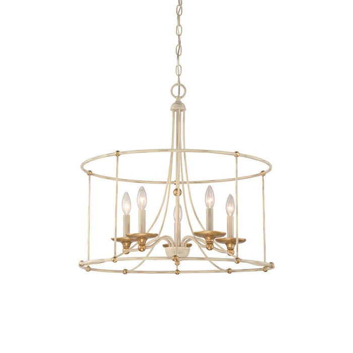 Minka Lavery Westchester 5 Light 24" Chandelier, White/Gilded Gold - 1047-701