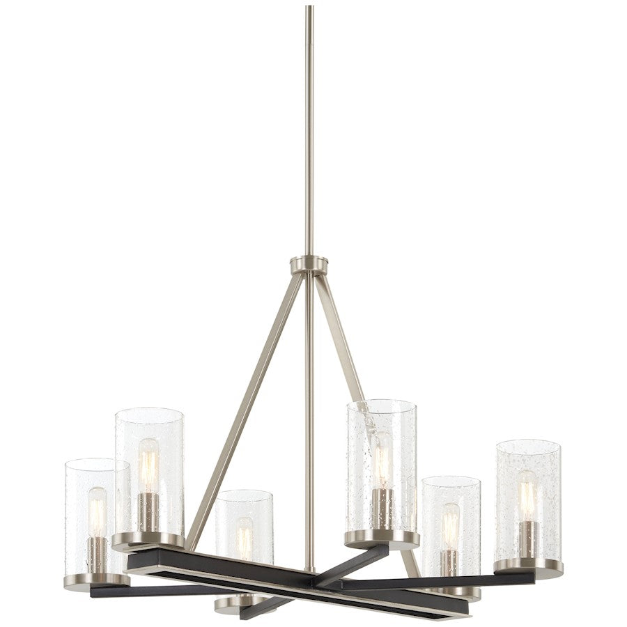 Minka Lavery Cole'S Crossing 6 Light Chandelier, Coal/Brushed Nickel - 1056-691