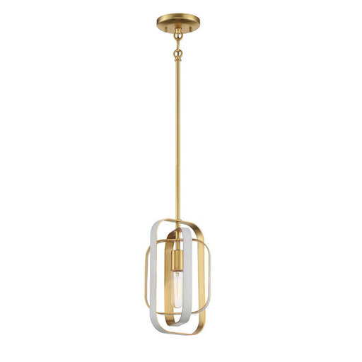 Minka Lavery 1 Light Pendant, Matte White/Honey Gold - 1211-706