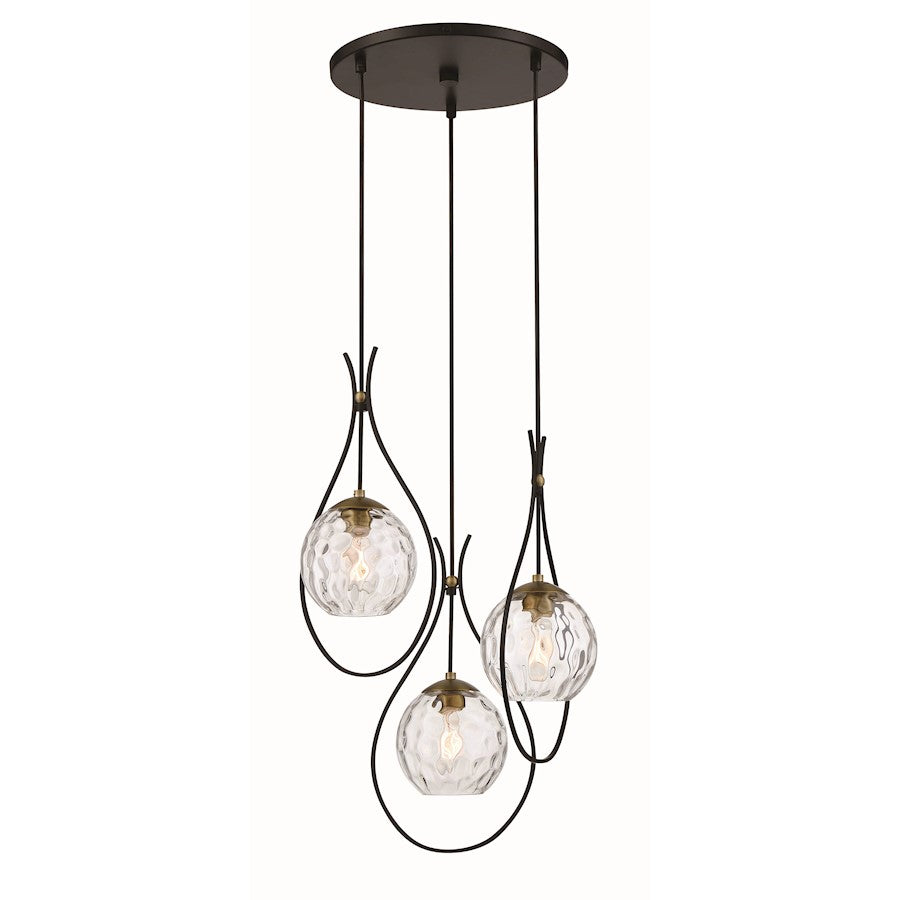 Minka Lavery Cody 3 Light Pan Pendant, Coal/Soft Brass - 1533-726