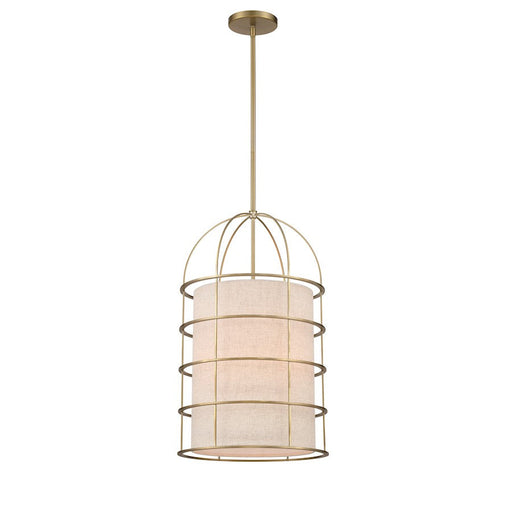 Minka Lavery Gateway Park 4 Light Pendant, Soft Brass/Oatmeal Linen - 2154-695