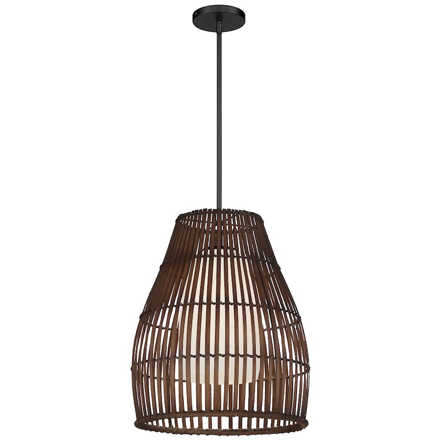 Minka Lavery Brentwood Shore 1 Light 12" Pendant, Coal/Etched Opal - 2163-66A