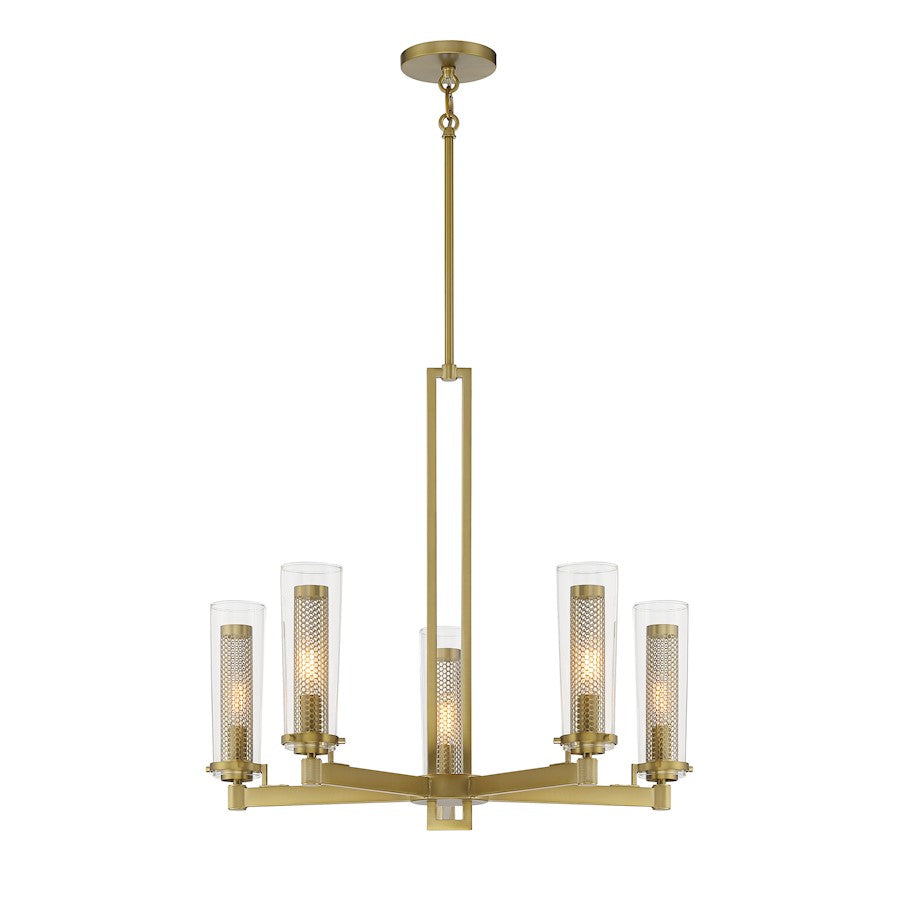 Minka Lavery Emmerham 5 Light Chandelier, Soft Brass/Clear - 2185-695