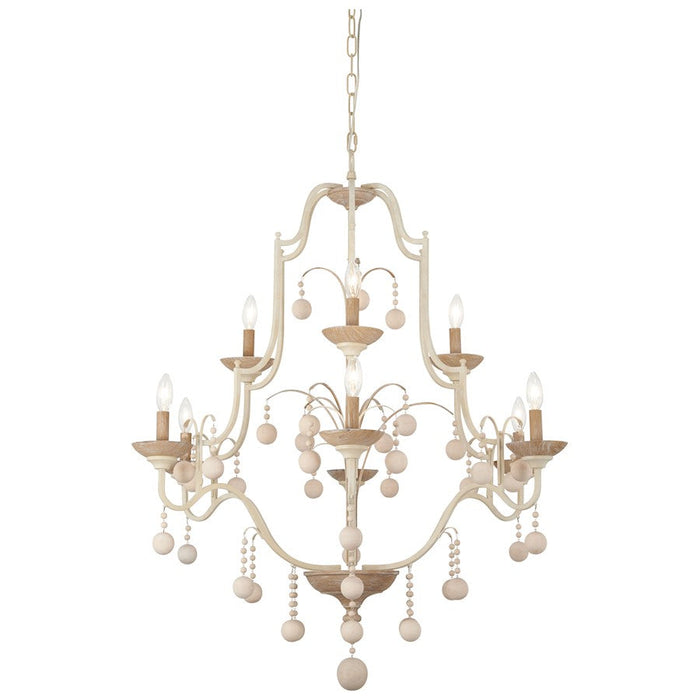 Minka Lavery Colonial Charm 9Lt Chandelier, White Wash/Sun Dried Clay - 2669-717