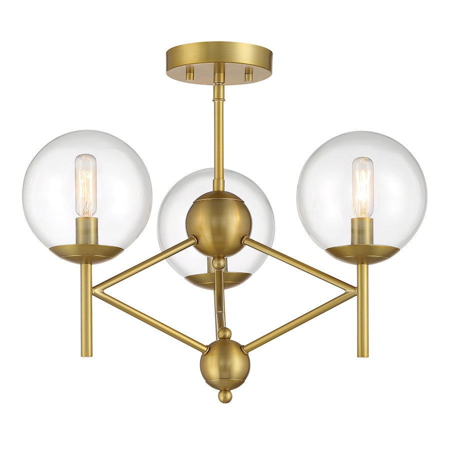 Minka Lavery Auresa 3 Light Semi Flush, Soft Brass - 2799-695