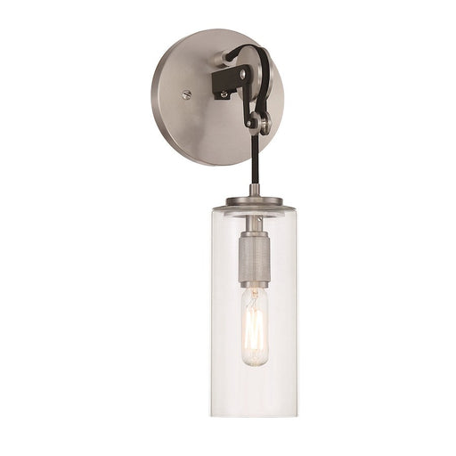 Minka Lavery Pullman Junction 1 Light Wall Sconce, Coal/Nickel/Clear - 2891-691