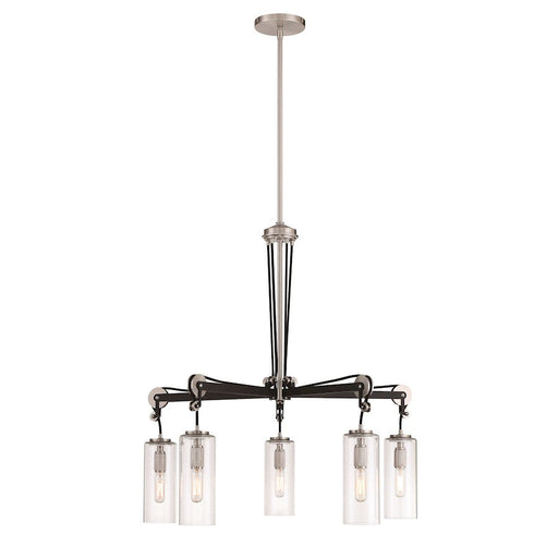 Minka Lavery Pullman Junction 5 Light Chandelier, Coal/Nickel/Clear - 2895-691