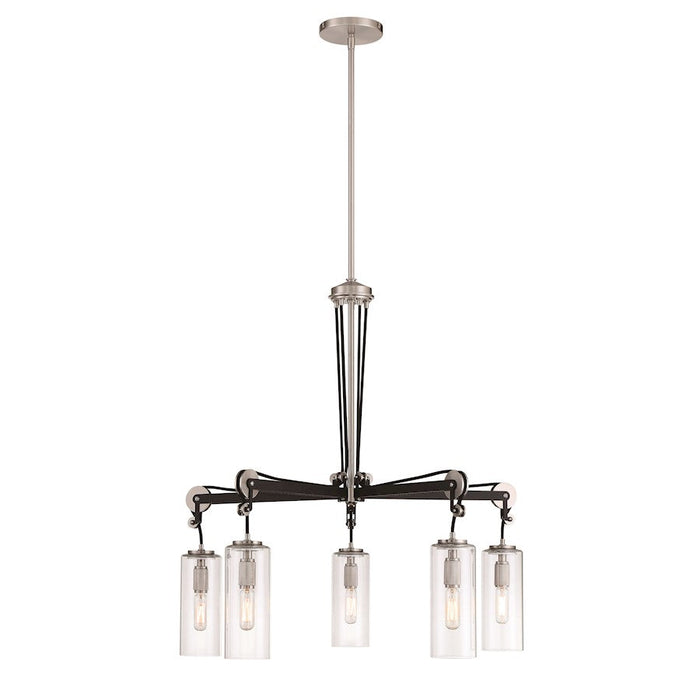 Minka Lavery Pullman Junction 5 Light Chandelier, Coal/Nickel/Clear - 2895-691