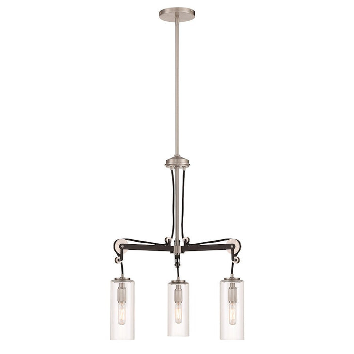 Minka Lavery Pullman Junction 3 Light Chandelier, Coal/Nickel/Clear - 2898-691