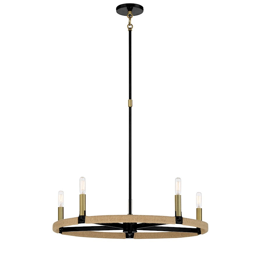 Minka Lavery Windward Passage 5 Light Chandelier, Coal/Soft Brass - 3865-726