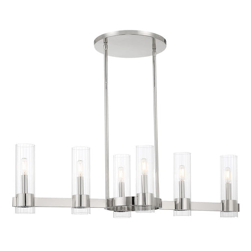 Minka Lavery Vernon Place 6 Light Island Light, Chrome/Clear Ribbed - 3896-77