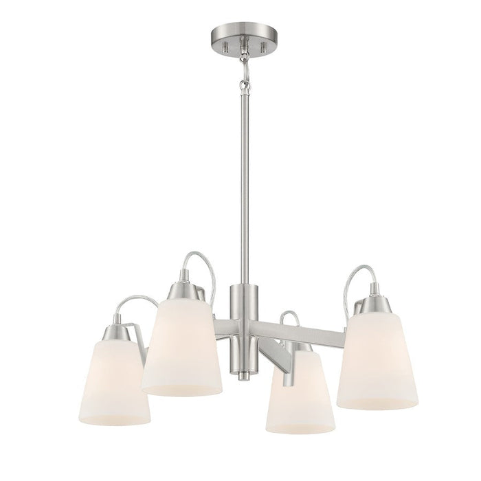 Minka Lavery Beckonridge 4 Light Chandelier, Nickel/Etched Opal - 3994-84