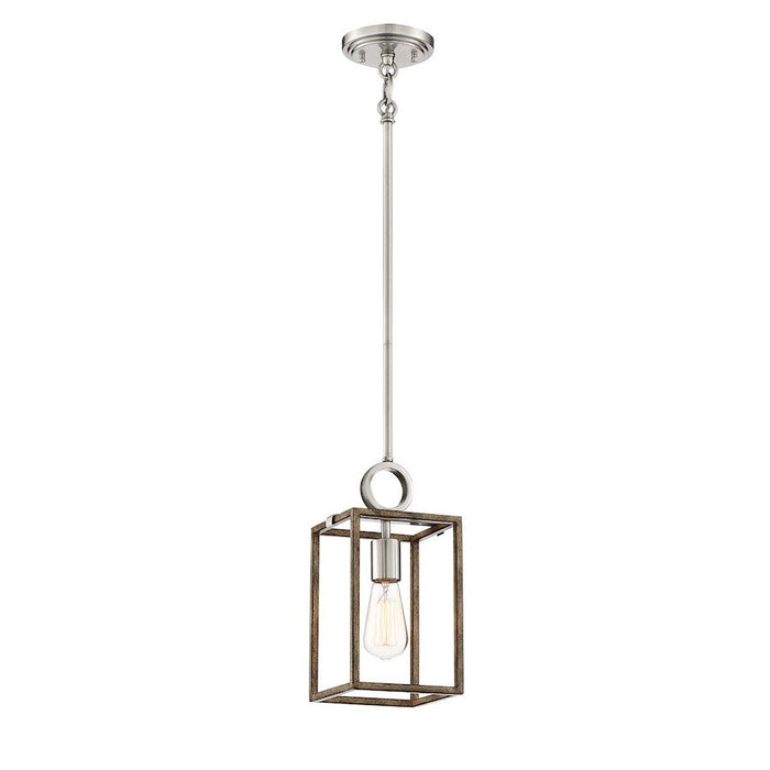 Minka Lavery Country Estates 1 Light Mini Pendant, Wood/Nickel - 4010-280