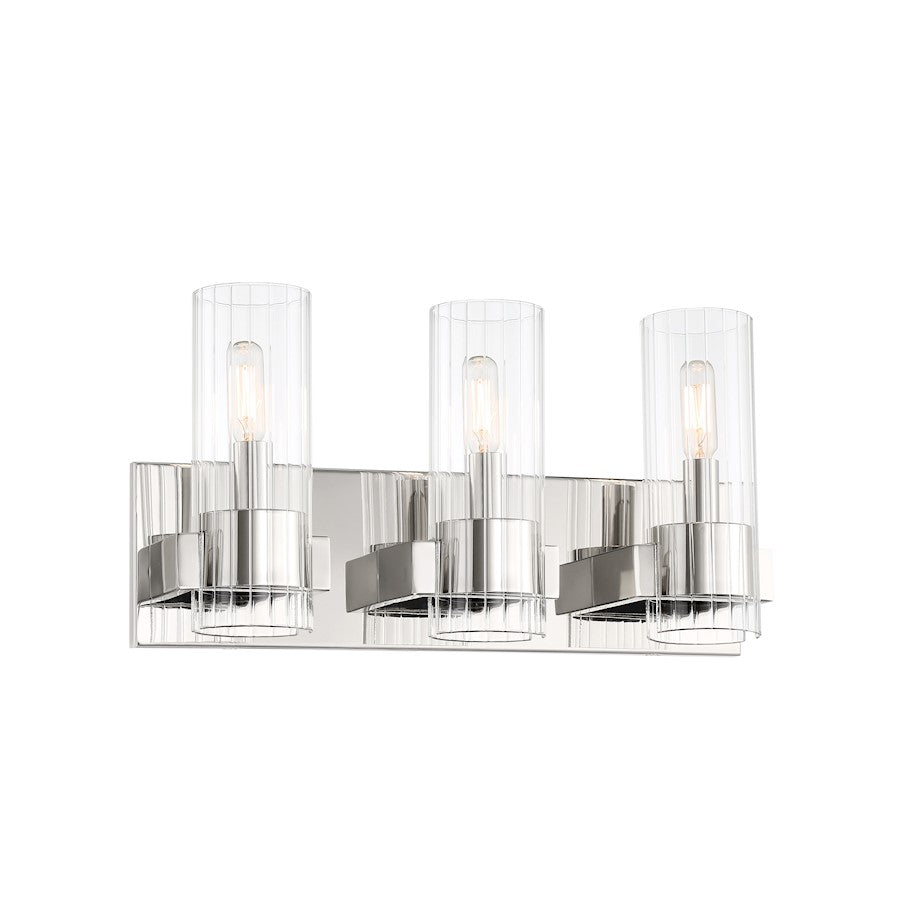 Minka Lavery Vernon Place 3 Light Bath Vanity, Chrome/Clear Ribbed - 5893-77