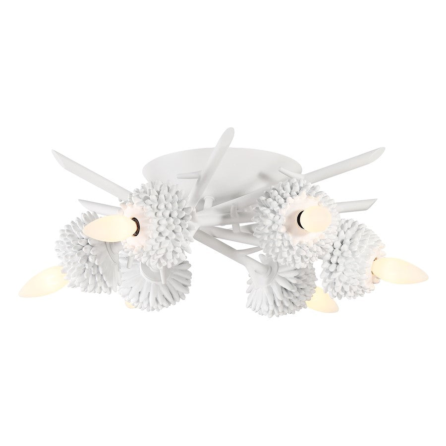 Minka Lavery North Folk 6 Light Flush Mount, Sand White - 5904-655