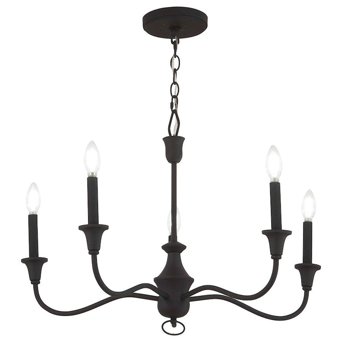 Minka Lavery Halifax County 5 Light Chandelier, Textured Black - 6255-076