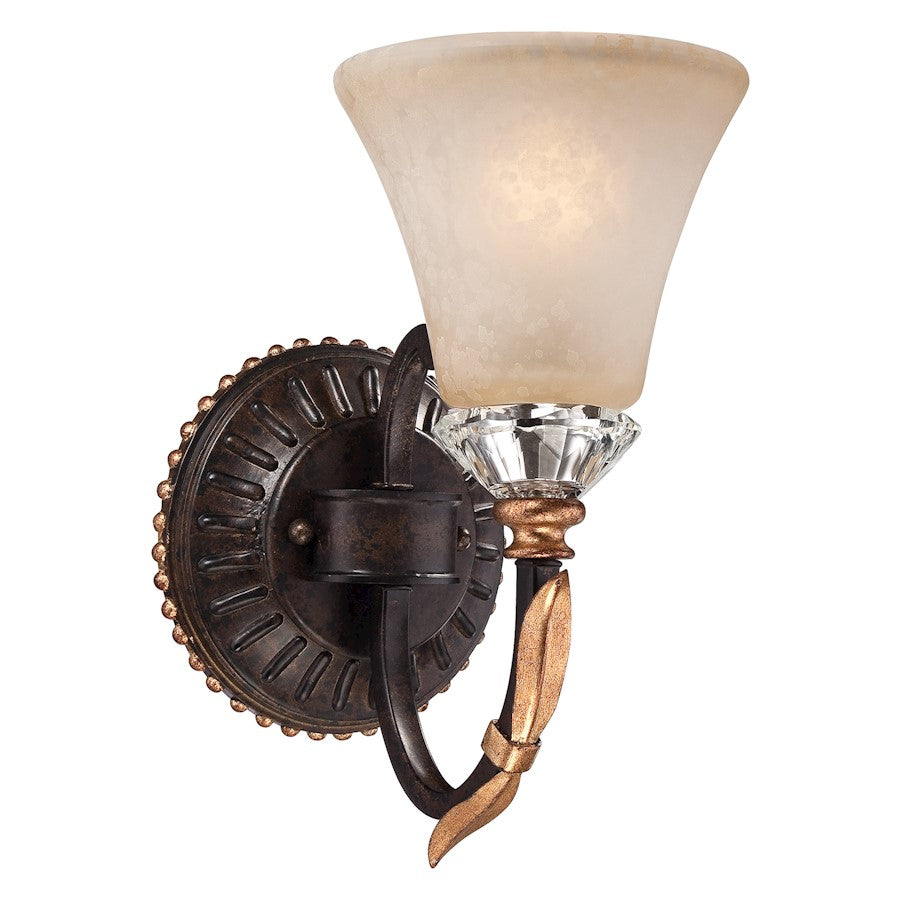 Minka Metropolitan Bella Cristallo 1 Light Wall Sconce, French Bronze/Gol