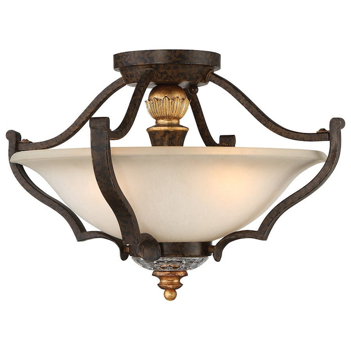 Minka Metropolitan Chateau Nobles 3 Light Semi Flush, Bronze/Gold