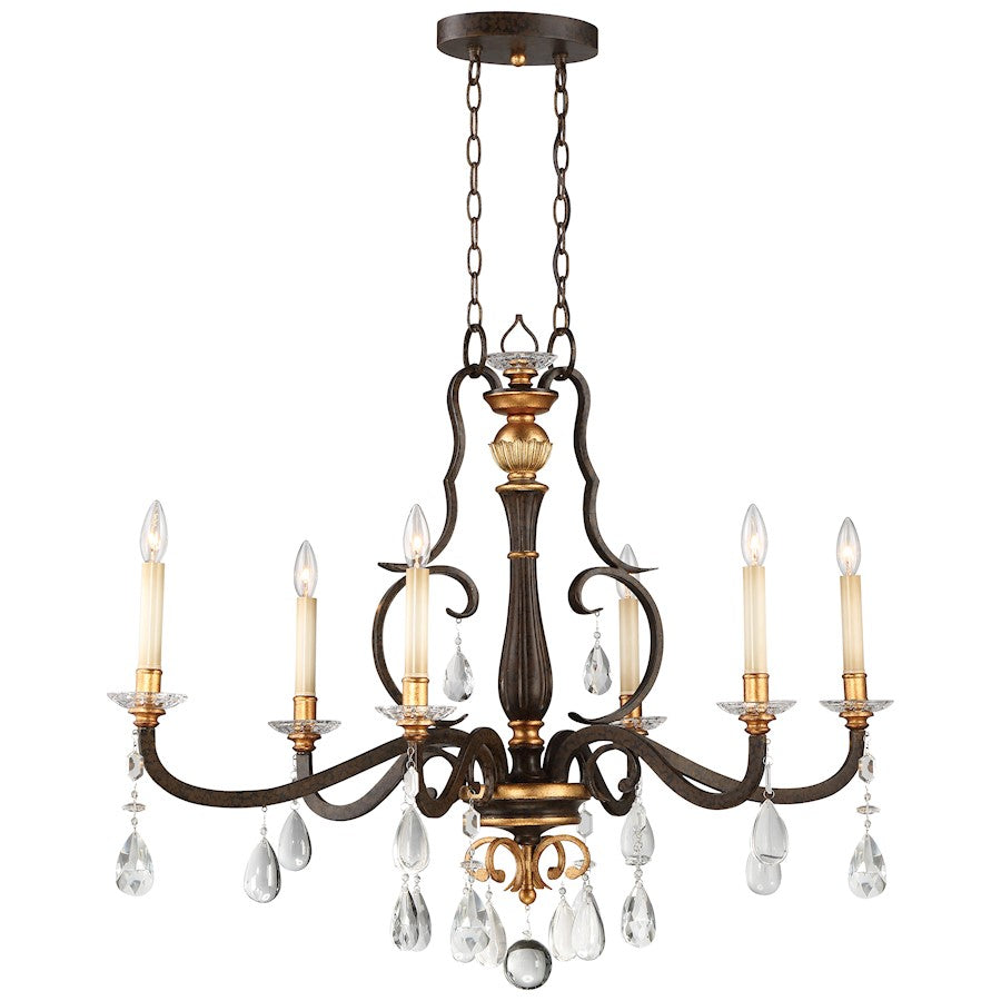 Minka Metropolitan Chateau Nobles 6 Light Island, Bronze/Gold