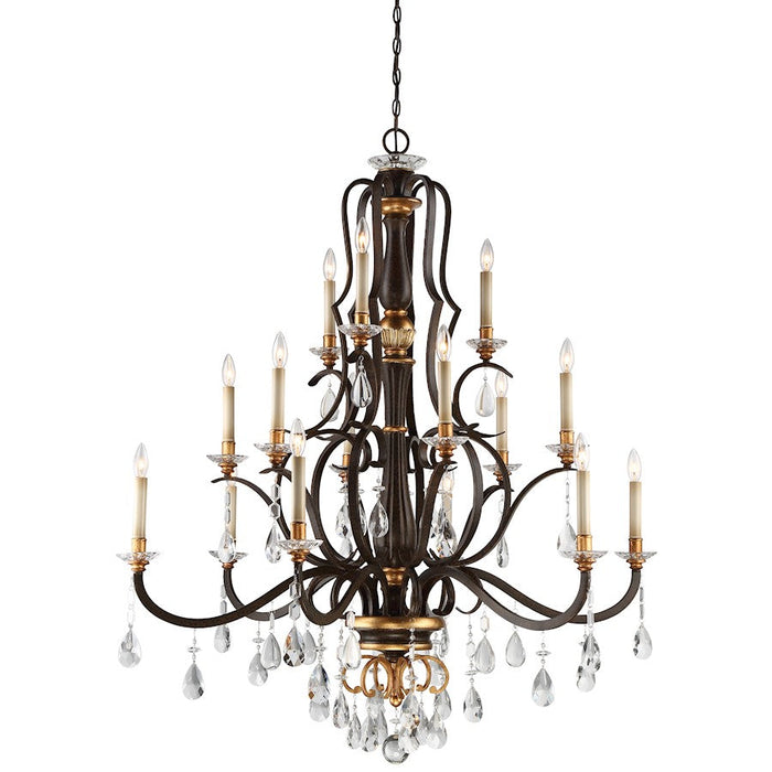 Minka Metropolitan Chateau Nobles 15 Light Chandelier, Bronze/Gold - N6458-652