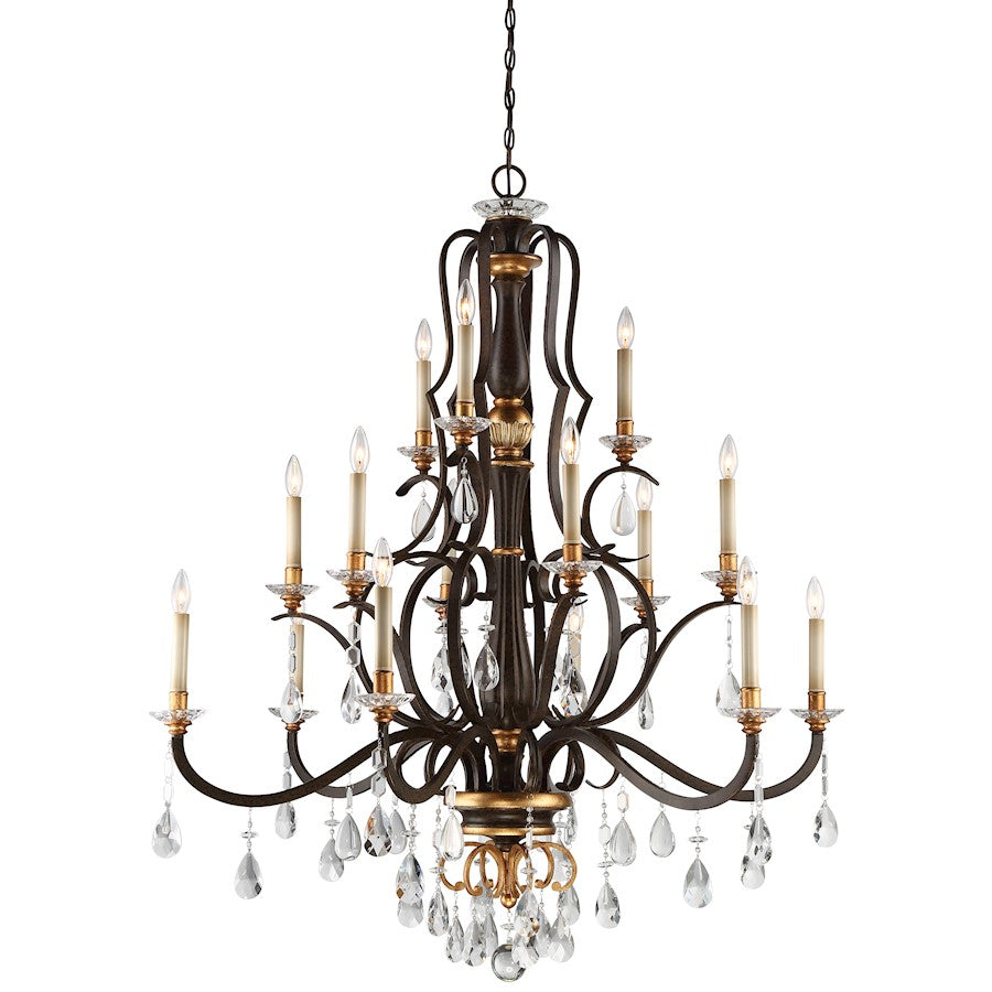 Minka Metropolitan Chateau Nobles 15 Light Chandelier, Bronze/Gold - N6458-652