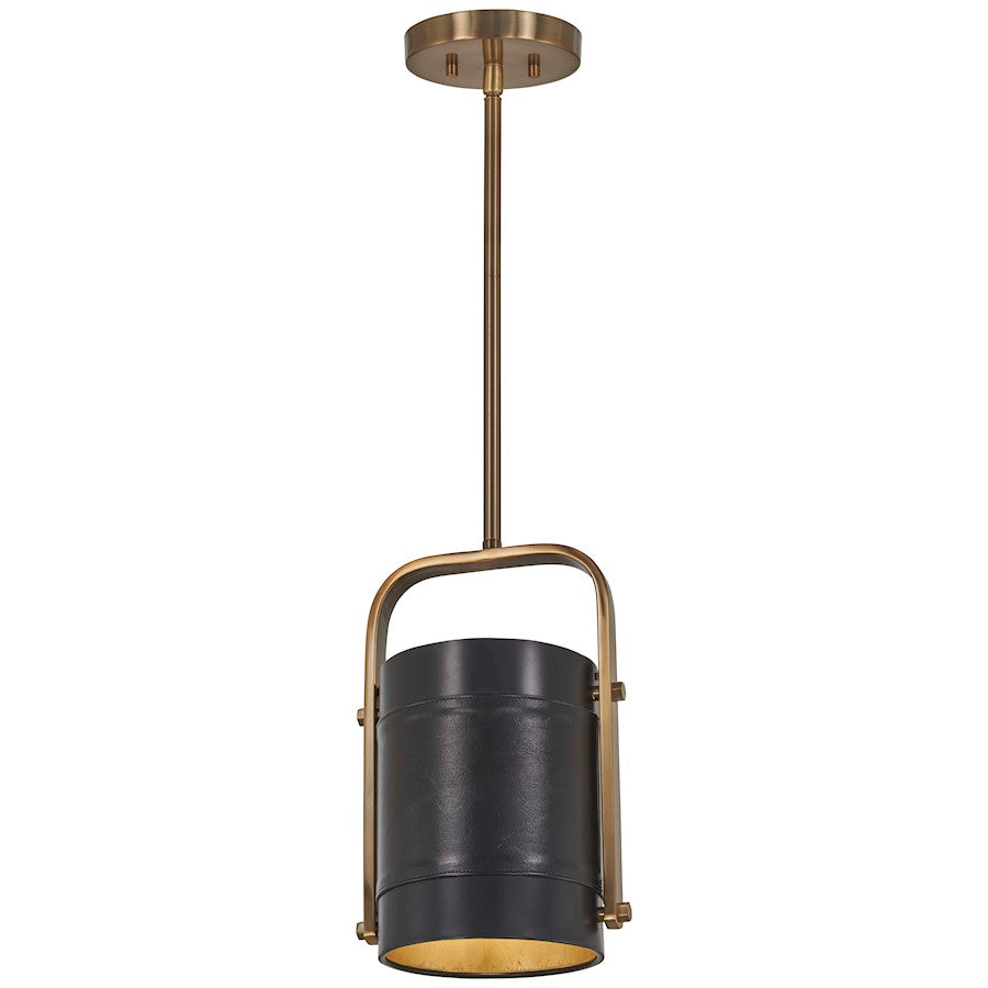 Minka Metropolitan Contrast 1 Light Mini Pendant, Brass/Coal - N6691-857