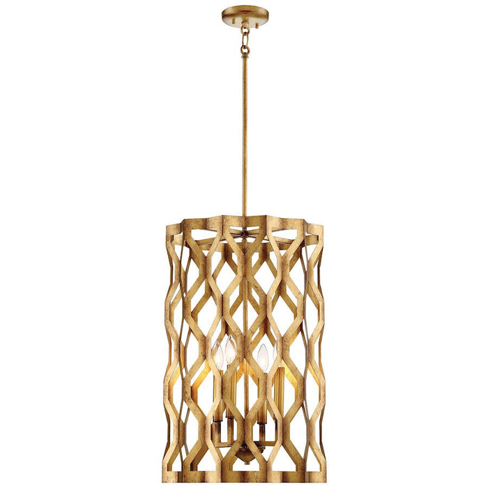 Minka Metropolitan Coronade 4 Light Pendant, Pandora Gold Leaf