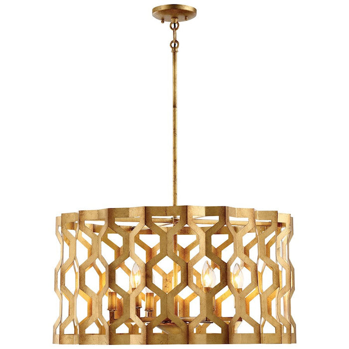 Minka Metropolitan Coronade 6-Light Pendant/Convertible Semi Flush Mount, Pandora Gold