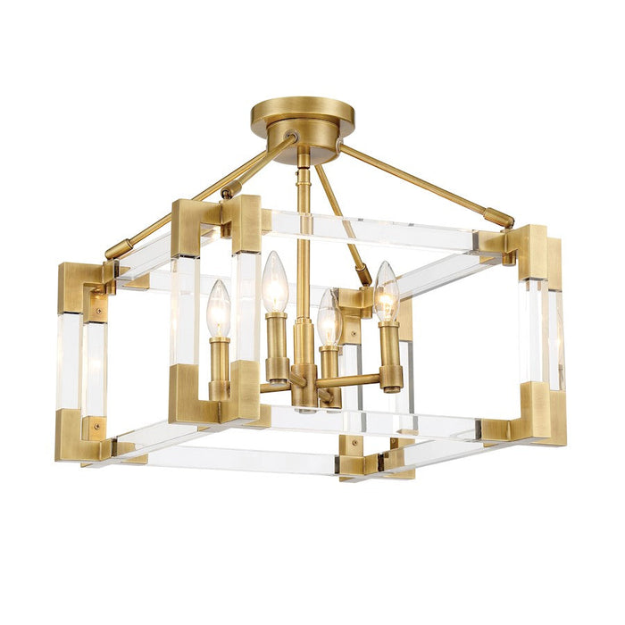 Minka Metropolitan Prima Vista 4 Light Semi Flush, Antique Brass - N7353-790