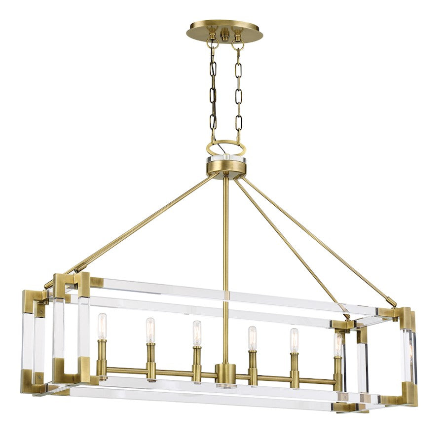 Minka Metropolitan Prima Vista 6 Light Island Light, Aged Brass - N7356-790