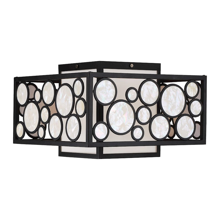 Minka Metropolitan Mosaic 2 Light Flush Mount, Rubbed Bronze/White - N7752-143