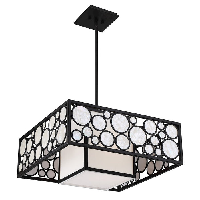 Minka Metropolitan Mosaic 2 Light Pendant, Rubbed Bronze/White Linen - N7753-143