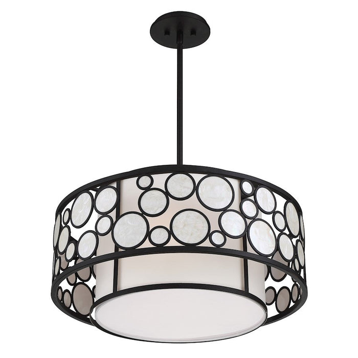 Minka Metropolitan Mosaic 4 Light Pendant, Rubbed Bronze/White Linen - N7754-143