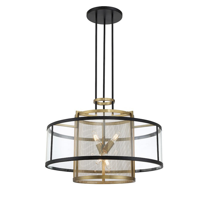 Minka Metropolitan Soho 4 Light Pendant, Coal/Soft Brass - N7813-726