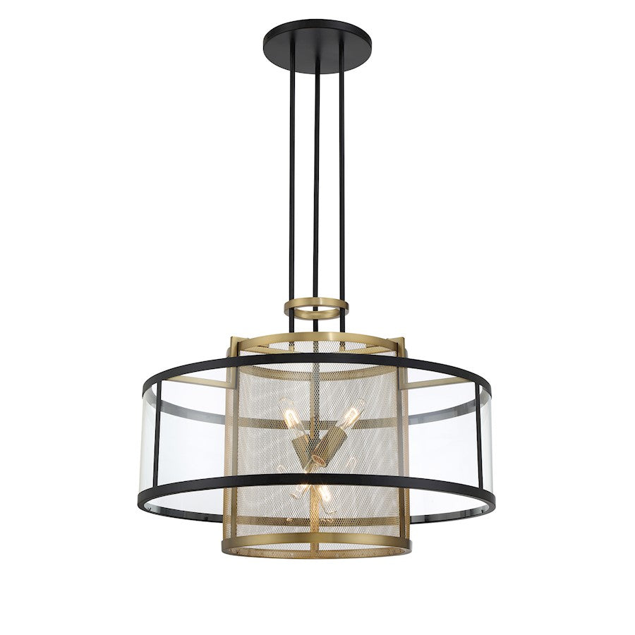 Minka Metropolitan Soho 4 Light Pendant, Coal/Soft Brass - N7813-726