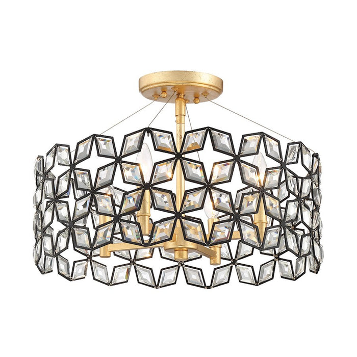 Minka Metropolitan Brookcrest 4 Light Semi Flush Mount, Coal/Gold - N7843-711