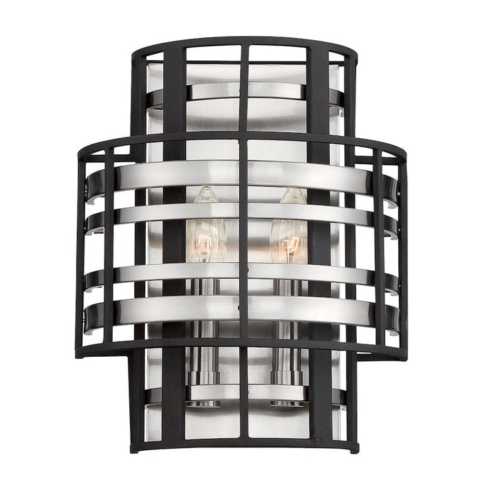 Minka Metropolitan Presten 2 Light Wall Sconce, Nickel/Sand Coal - N7982-420