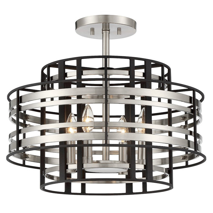 Minka Metropolitan Presten 4 Light Semi Flush, Nickel/Sand Coal - N7983-420