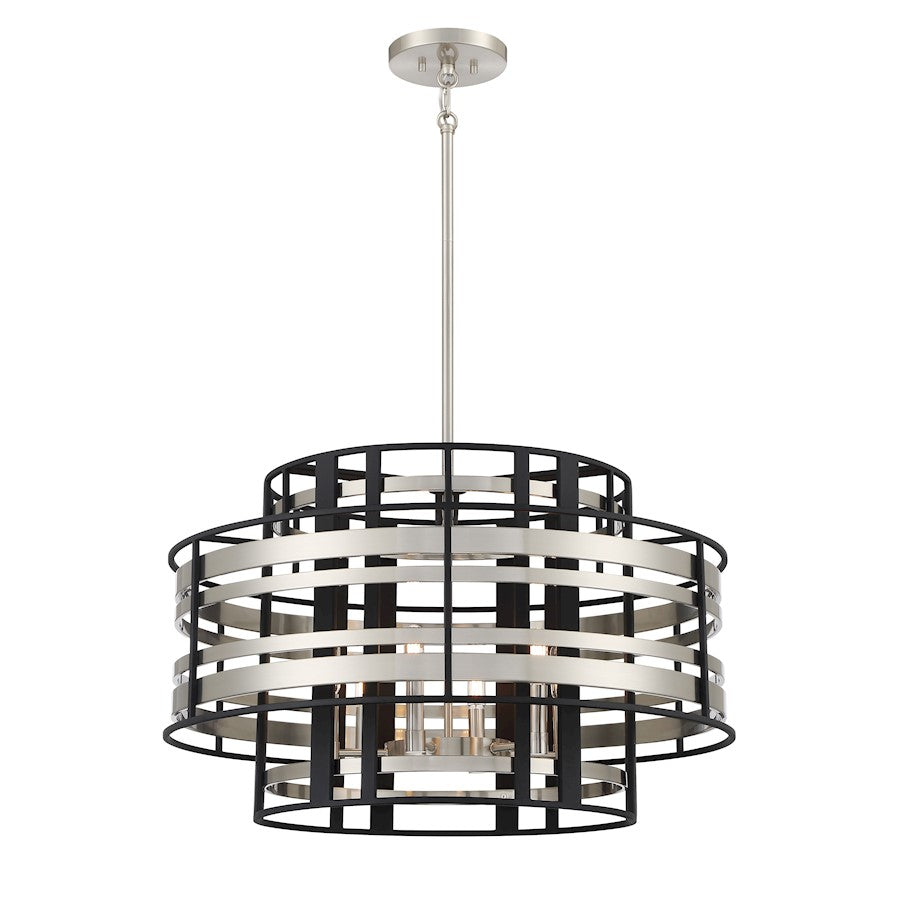 Minka Metropolitan Presten 6 Light Pendant, Brushed Nickel/Sand Coal - N7985-420