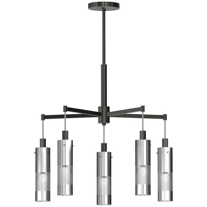 Minka George Kovacs Grid 3 5 Light Chandelier, Coal/Brushed Nickel - P1595-691