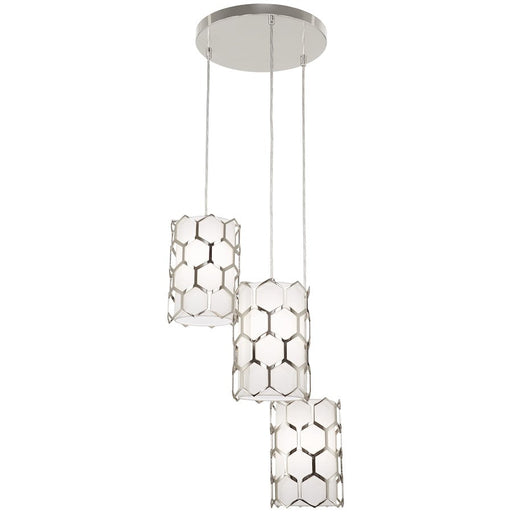 Minka George Kovacs Missing Link 3 Light Pendant, Nickel/White Linen - P1893-613