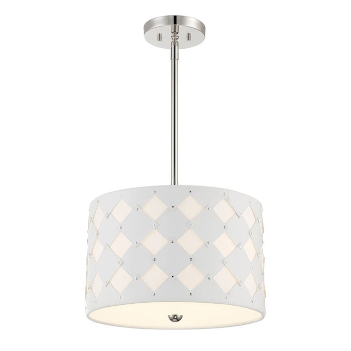 Minka George Kovacs Patchwork 3 Light 16" Pendant, Nickel/White - P5339-613