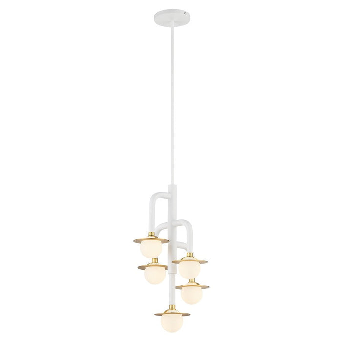 Minka George Kovacs Tubular 5 Light Chandelier, White/Honey Gold - P5512-706-L